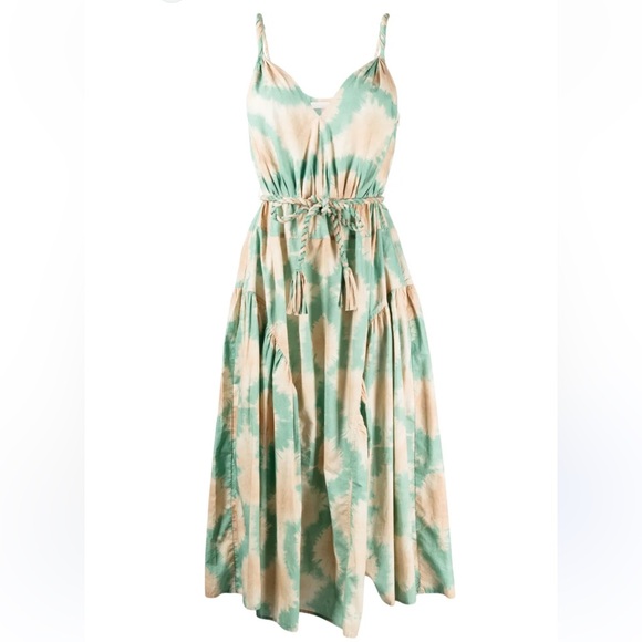 Ulla Johnson Valentina midi-length sundress 100% cotton shibori-inspired W/ belt - Picture 15 of 15